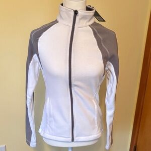 Tek Gear fleece zip jacket white gray NEW